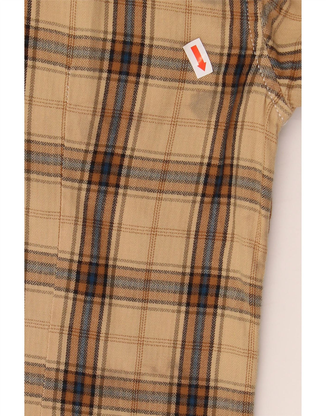 Guess Mens Flannel Shirt Small Beige Check Cotton