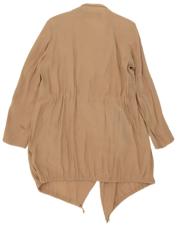 Zara Womens Open Waterfall Jacket UK 14 Medium Beige Modal