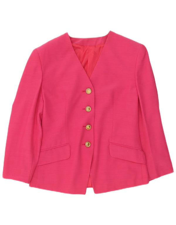 Vintage Womens 4 Button Blazer Jacket IT 42 Medium Pink Acetate