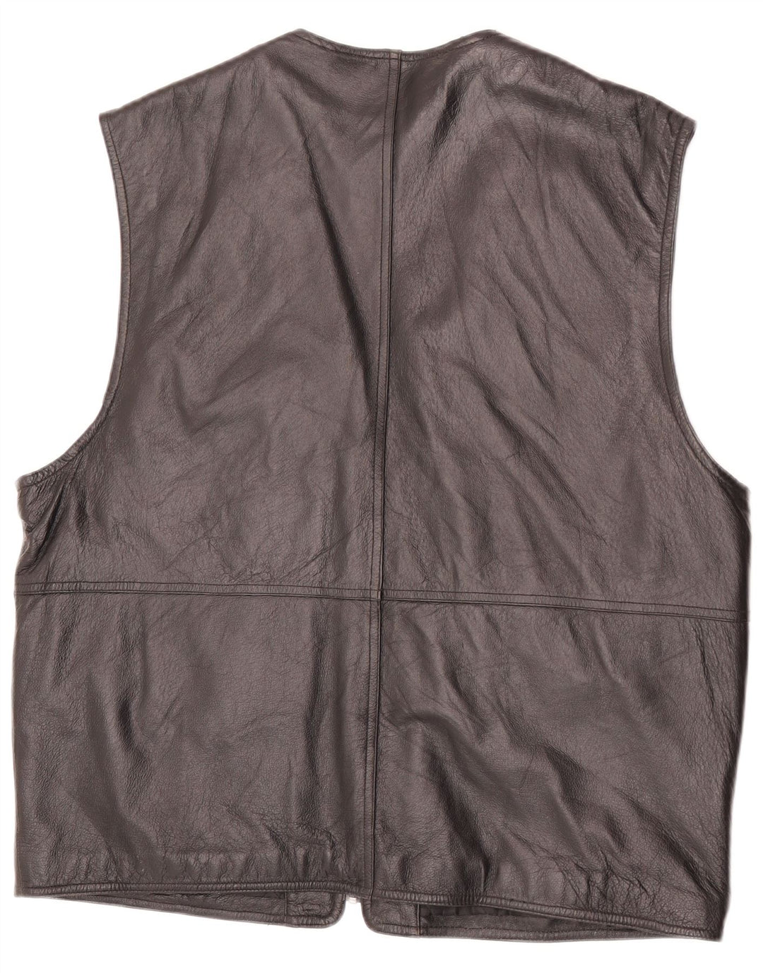 Vintage Mens Leather Utility Gilet IT 52 XL Black