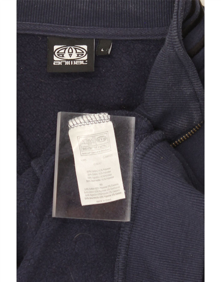 ANIMAL Mens Tracksuit Top Jacket Large Navy Blue Cotton