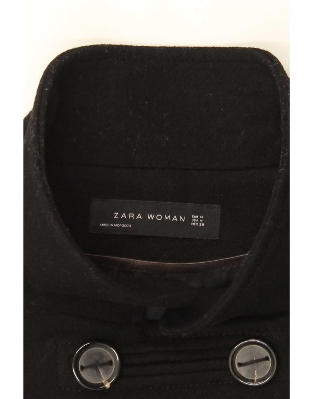 Zara Womens Double Breasted Coat UK 14 Medium Black
