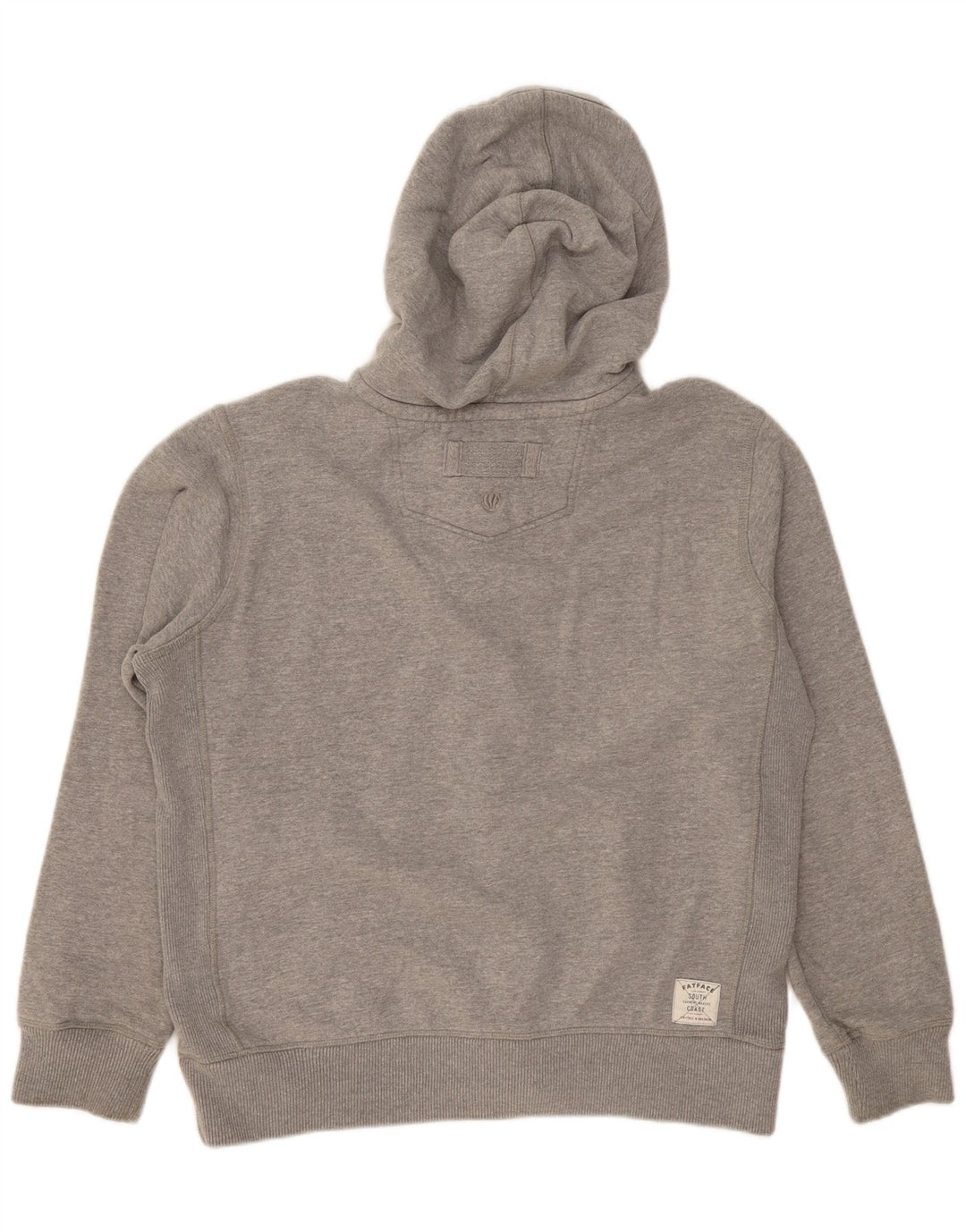 FAT FACE Mens Graphic Zip Hoodie Sweater Large Grey Cotton