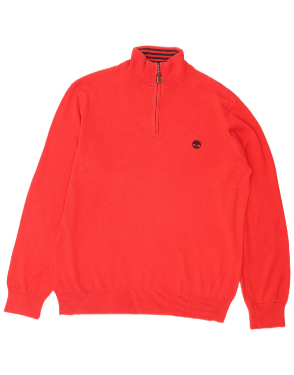 Timberland Mens Earthkeepers Regular Fit Zip Neck Jumper Sweater Large Red