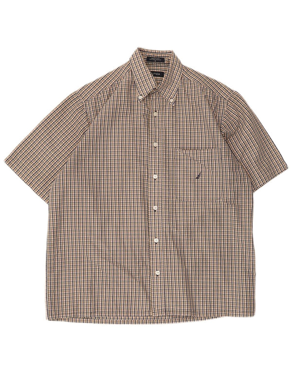 Nautica Mens Short Sleeve Shirt Small Multicoloured Check Cotton