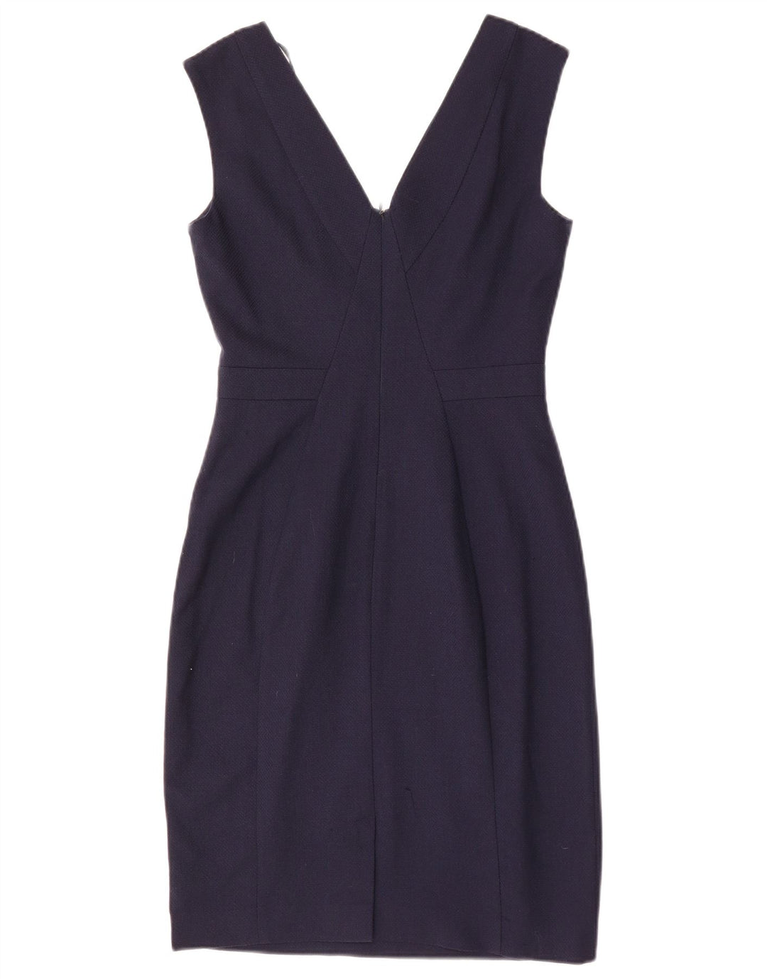 REISS Womens Sleeveless Sheath Dress UK 8 Small Navy Blue Wool