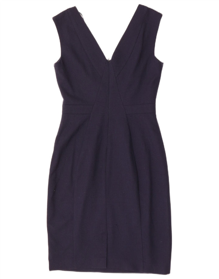 REISS Womens Sleeveless Sheath Dress UK 8 Small Navy Blue Wool