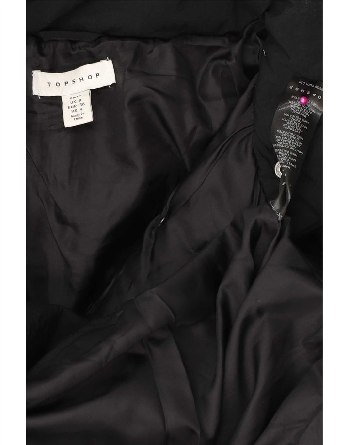 Topshop Womens Hooded Oversized Padded Jacket UK 8 Small Black Polyester