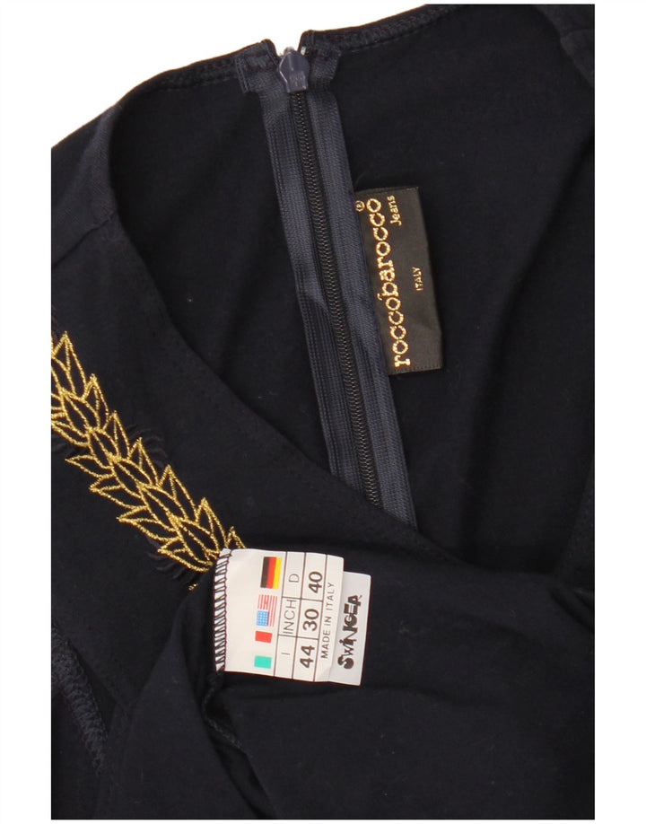 ROCCOBAROCCO Womens Sleeveless Blouse Top IT 44 Medium Navy Blue Floral