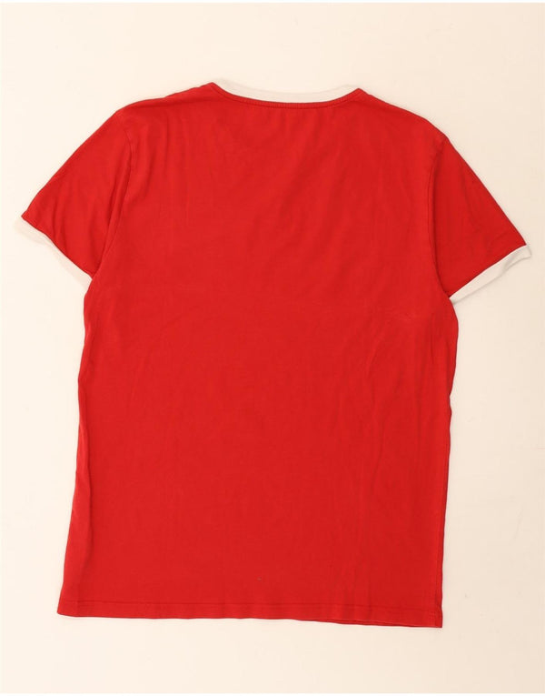 Tommy Hilfiger Mens Graphic T-Shirt Top Large Red Colourblock Cotton