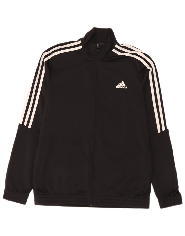 Adidas Boys Tracksuit Top Jacket 13-14 Years Black Polyester