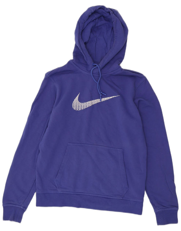 Nike Mens Graphic Hoodie Jumper Medium Blue Cotton