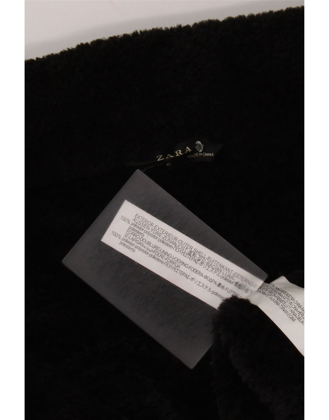 Zara Mens Sherpa Jacket UK 40 Large Black Polyester