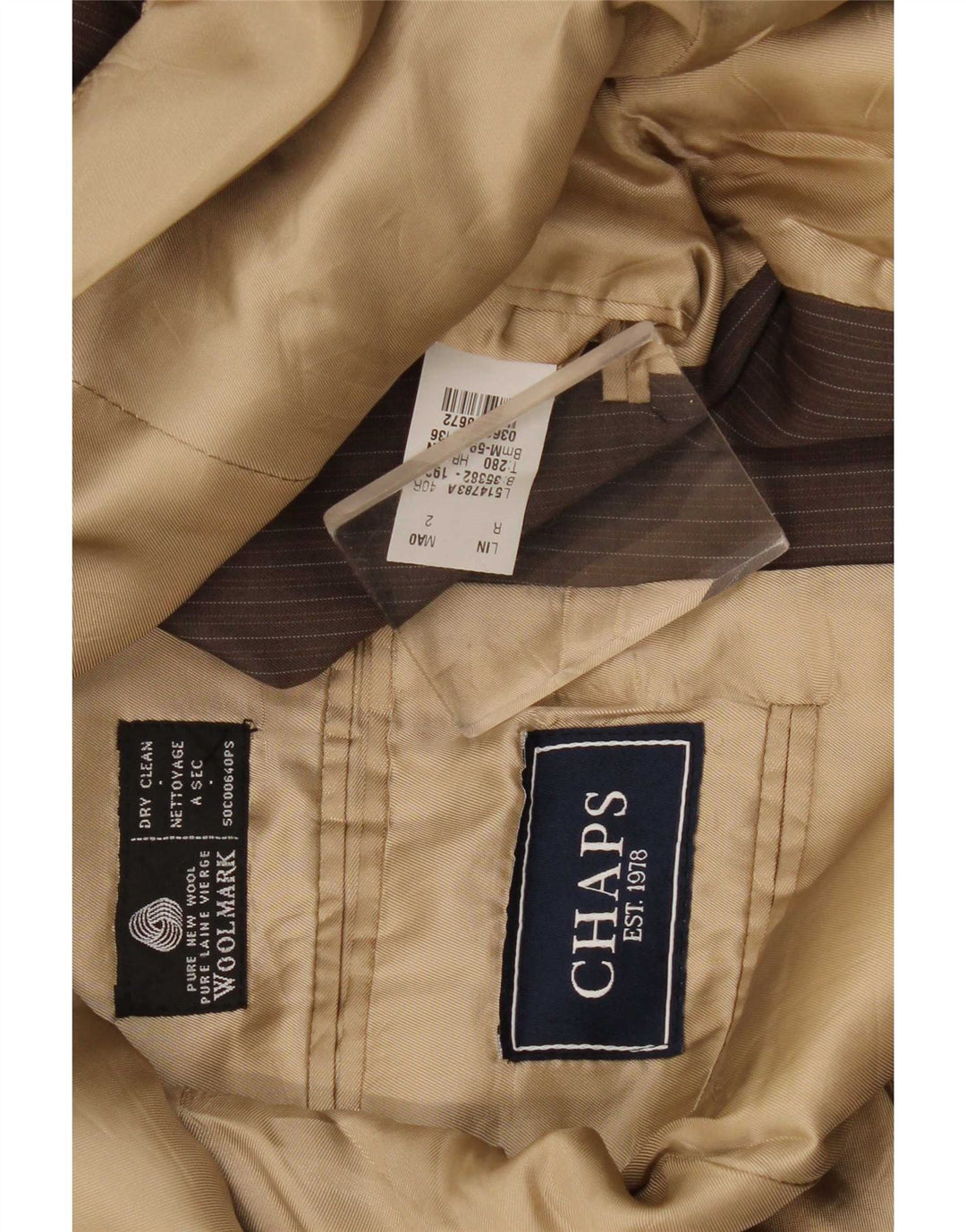 Chaps Mens 3 Button Blazer Jacket UK 40 Large Brown Pinstripe New Wool