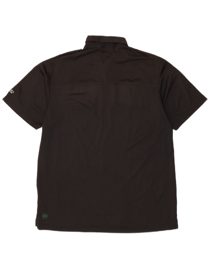TRAVIS MATHEW Mens Graphic Polo Shirt XL Black Colourblock Polyester