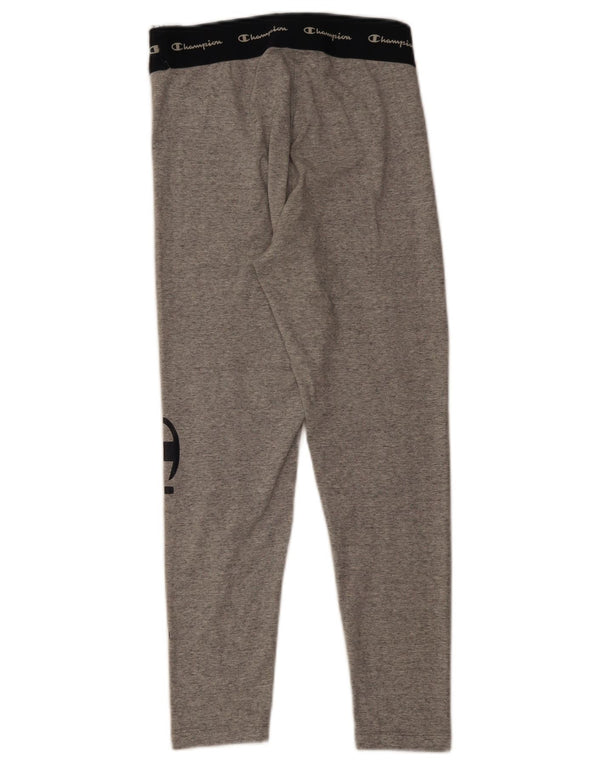 Champion Womens Graphic Leggings UK 8 Small Grey Colourblock Cotton