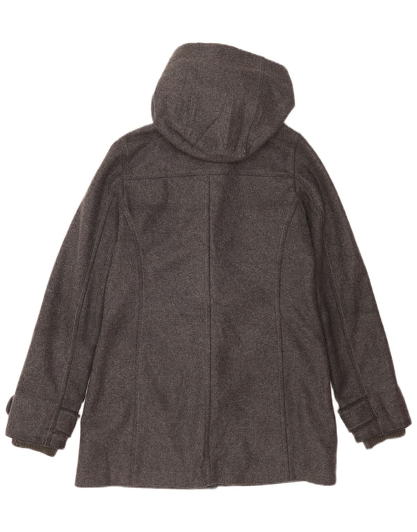 Tommy Hilfiger Womens Hooded Duffle Coat UK 14 Medium Grey Wool
