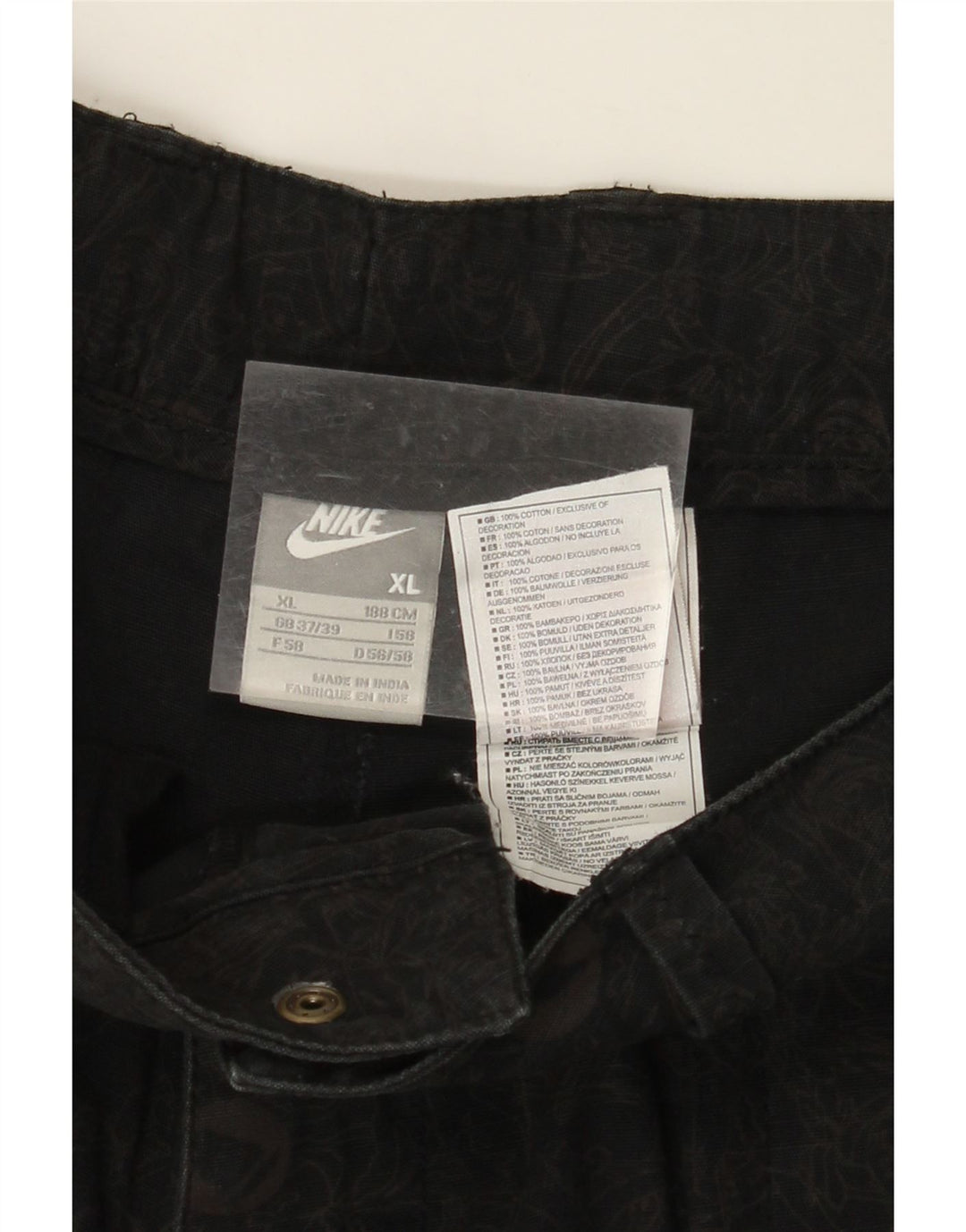 NIKE Mens Cargo Shorts XL W38  Black Floral Cotton