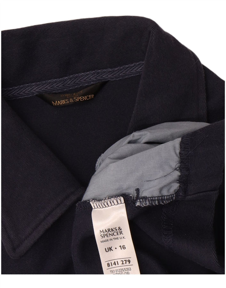 Marks & Spencer Womens Bomber Jacket UK 16 Large Navy Blue Cotton