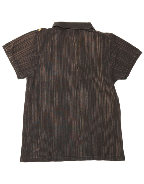 Puma Mens Polo Shirt Medium Brown Striped