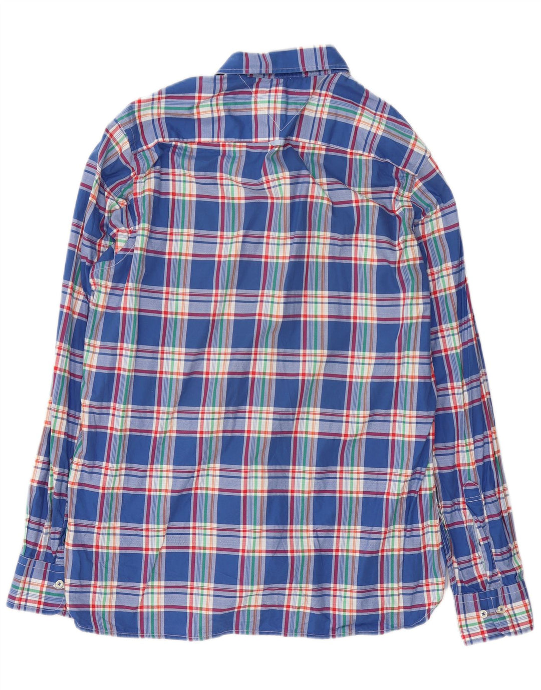 Tommy Hilfiger Mens Custom Fit Shirt Medium Blue Check Cotton