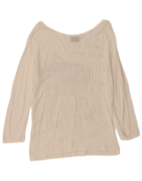 Trussardi Jeans Womens Oversized Graphic Top Long Sleeve UK 10 Small White