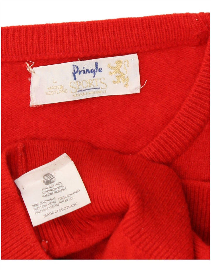 PRINGLE Mens Crew Neck Jumper Sweater Large Red New Wool Sports