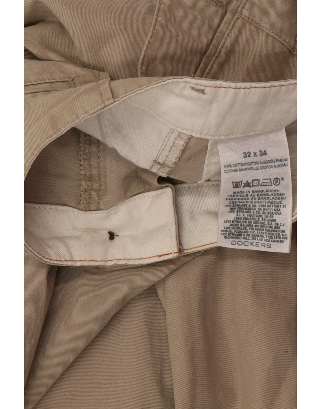 DOCKERS Mens Straight Chino Trousers W32 L34 Beige Cotton Classic