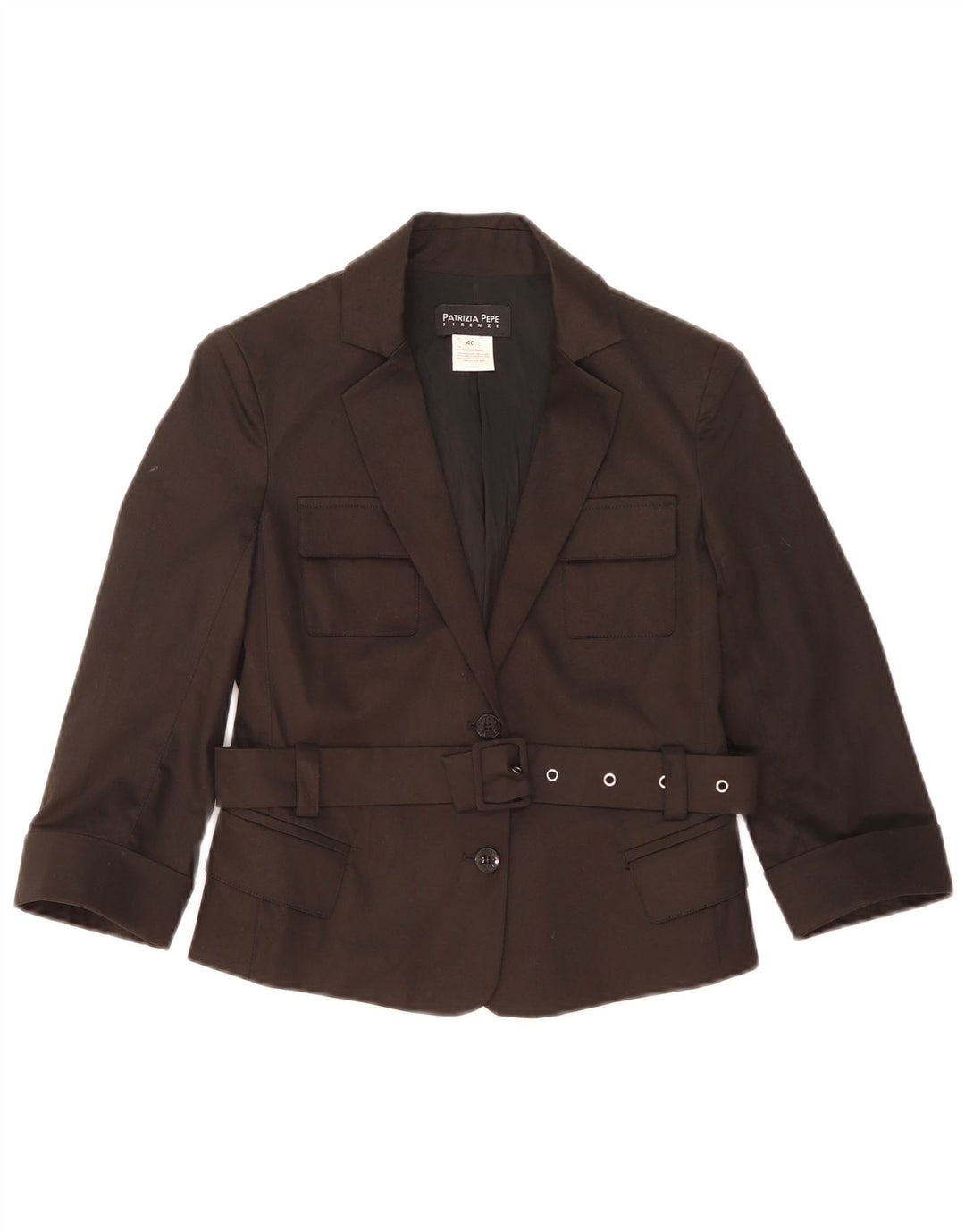 Patrizia Pepe Womens Crop 2 Button Blazer Jacket IT 40 Small Black