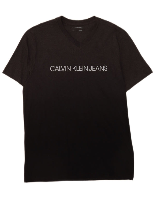 Calvin Klein Jeans Mens Graphic T-Shirt Top Medium Black Colourblock Cotton