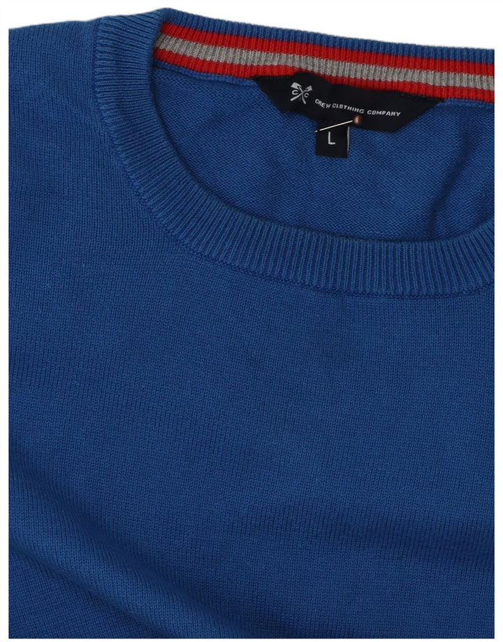 CREW CLOTHING Mens Crew Neck Jumper Sweater Large Blue