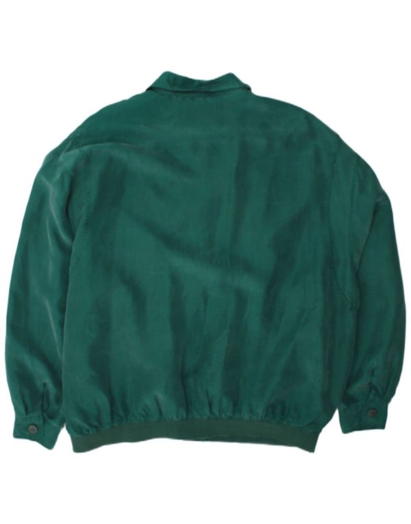 Vintage Mens Bomber Jacket IT 56 3XL Green Silk