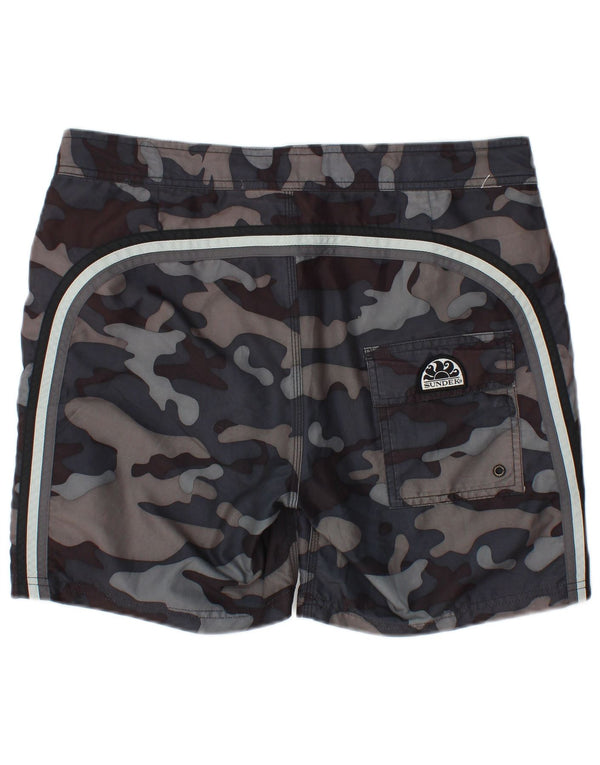 Sundek Mens Swimming Shorts Medium  Grey Camouflage Polyester