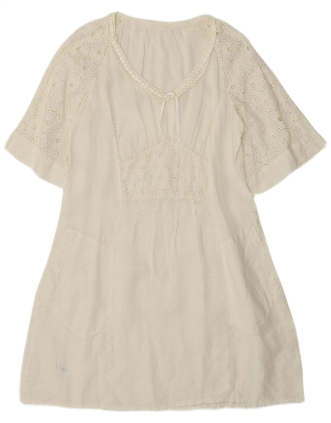 Vintage Womens A-Line Dress UK 14 Medium Beige