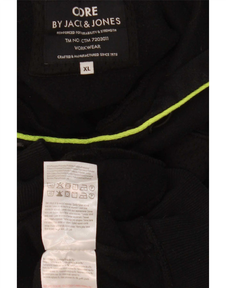 Jack & Jones Mens Hoodie Jumper XL Black Polyester
