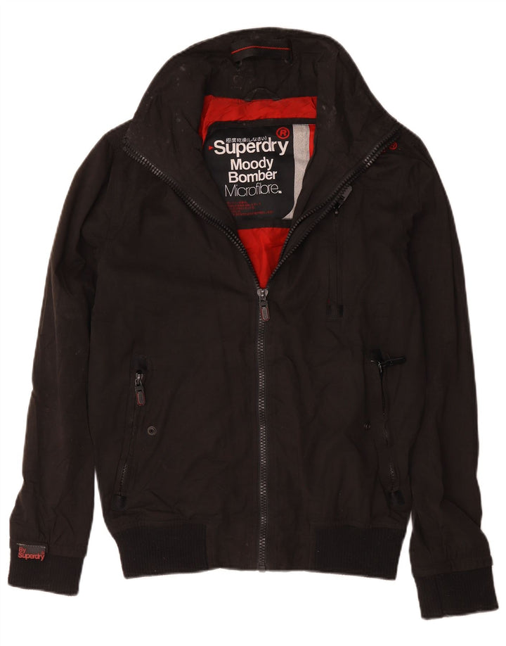 Superdry Mens Bomber Jacket UK 36 Small Black Polyester
