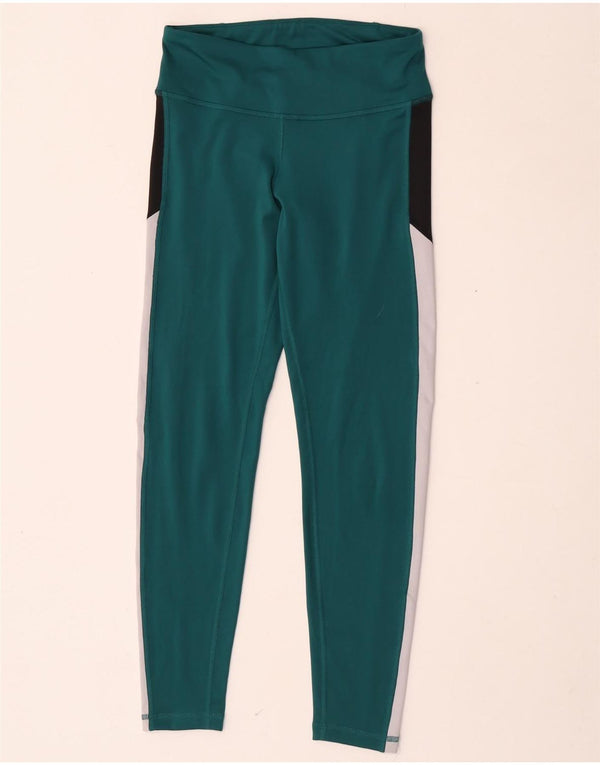 Reebok Womens Graphic Leggings UK 8/10 Small  Green Colourblock Polyester