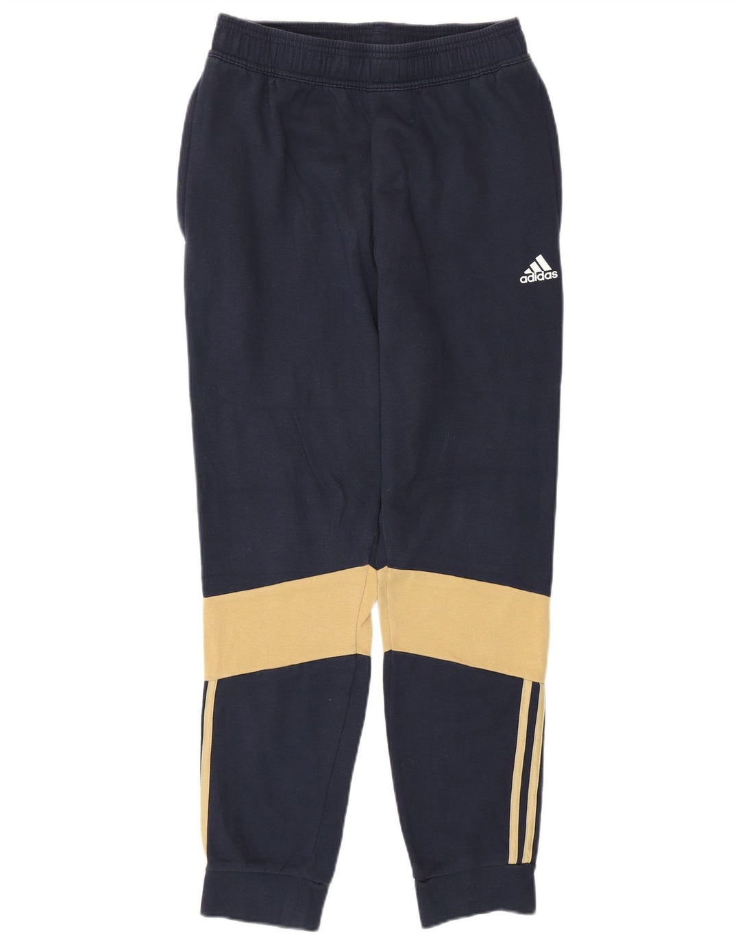 ADIDAS Mens Tracksuit Trousers Joggers Small Navy Blue Colourblock Cotton