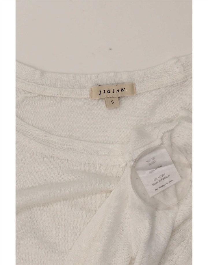 Jigsaw Womens Top 3/4 Sleeve UK 10 Small White Linen