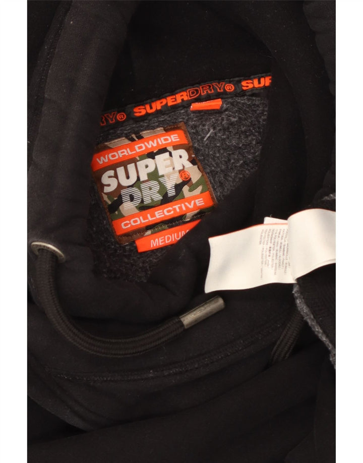 SUPERDRY Mens Hoodie Jumper Medium Black Cotton