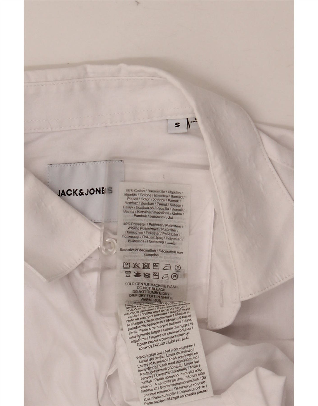 JACK & JONES Mens Shirt Small White Cotton