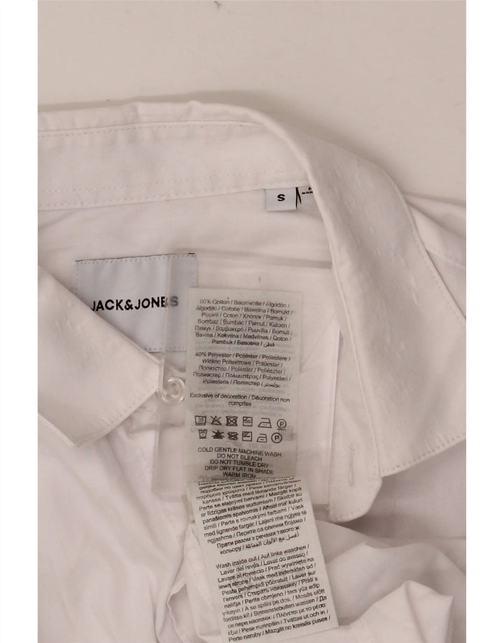 JACK & JONES Mens Shirt Small White Cotton
