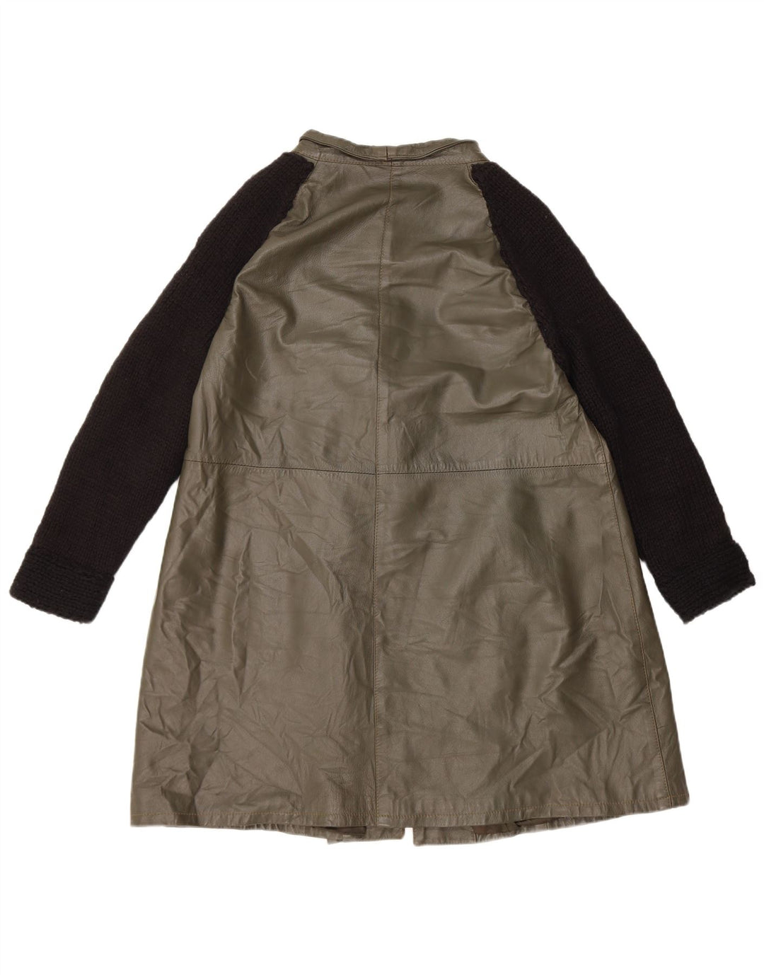 Vintage Womens Oversized Leather Coat IT 40 Small Green Colourblock Leather