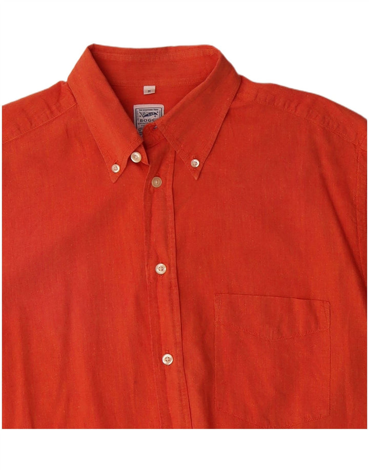 Boggi Mens Short Sleeve Shirt Medium Orange Cotton