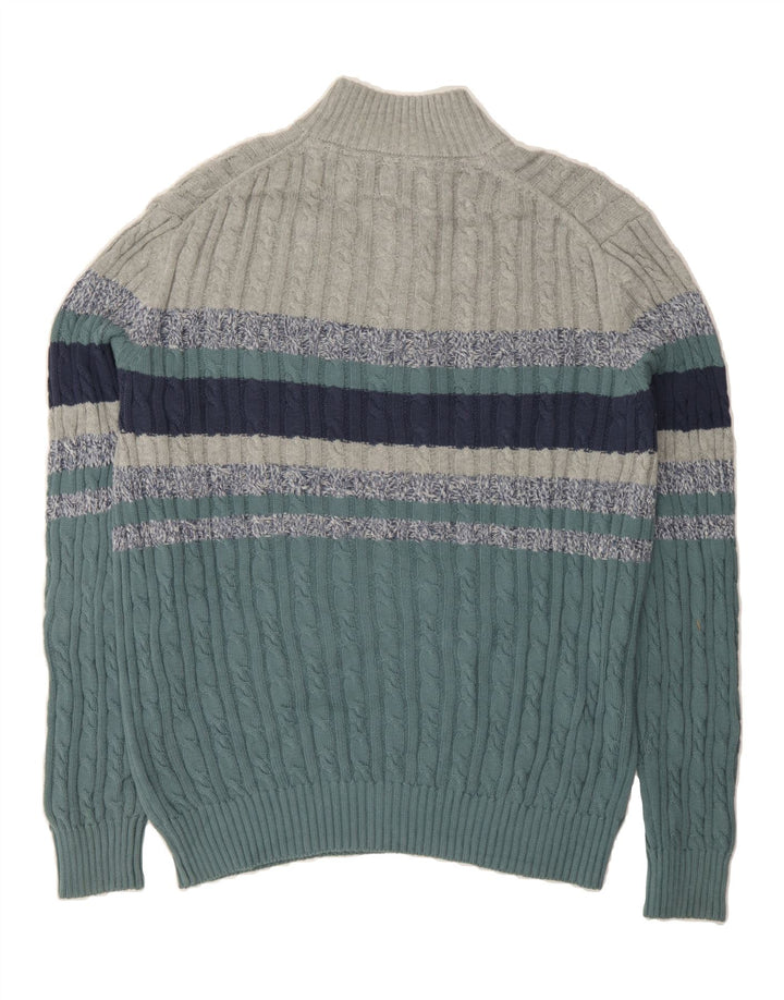 IZOD Mens Button Neck Jumper Sweater Medium Grey Colourblock Vintage Izod and Second-Hand Izod from Messina Hembry 