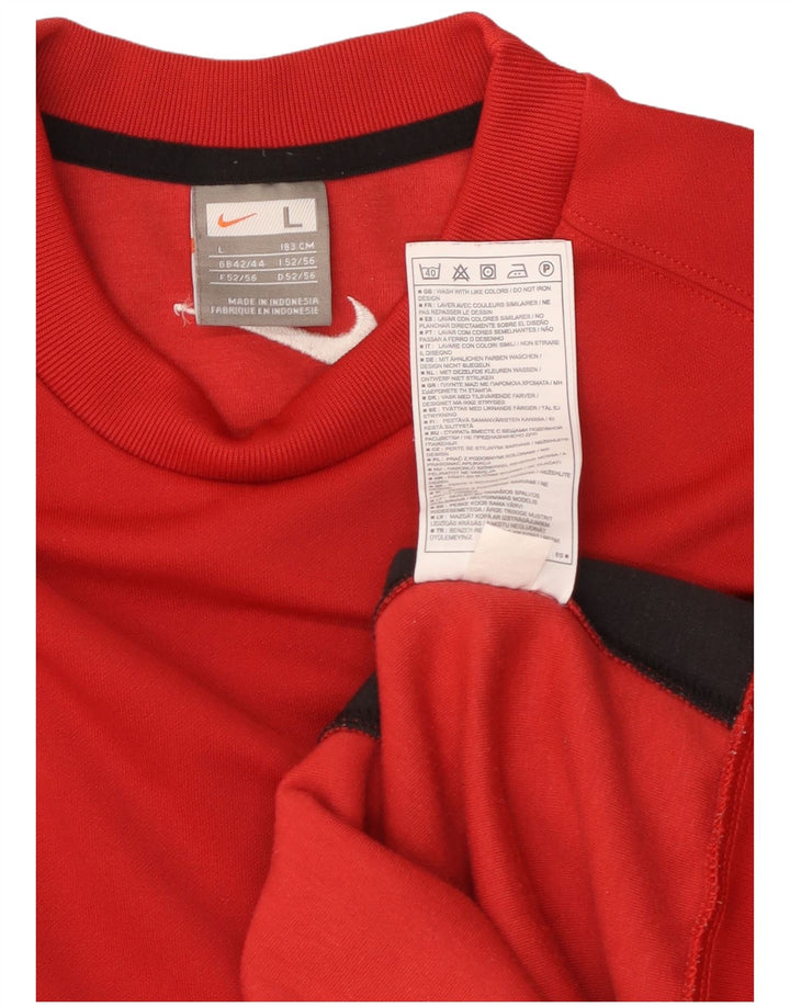 NIKE Mens Sweatshirt Jumper UK 42/44 Large Red Colourblock Polyester