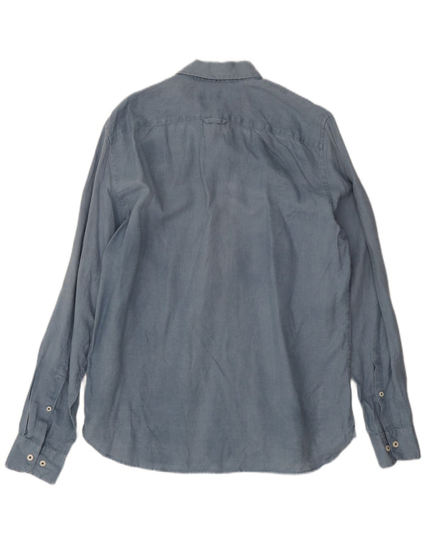 Timberland Mens Slim Fit Shirt Medium Blue Linen