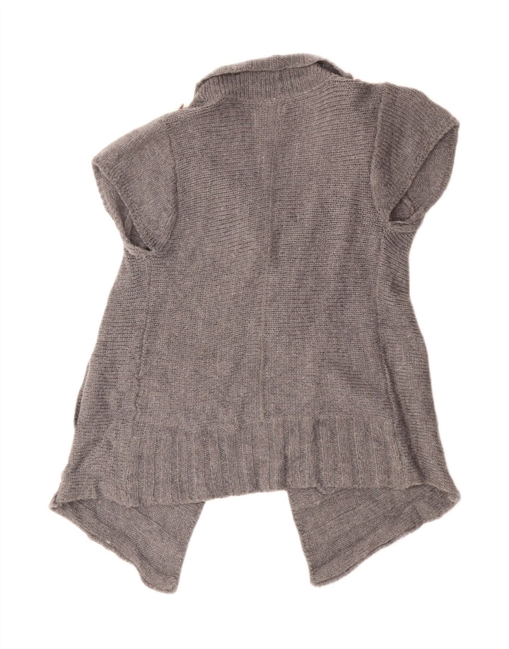 White Stuff Womens Short Sleeve Open Cardigan Sweater UK 10 Small Grey Wool