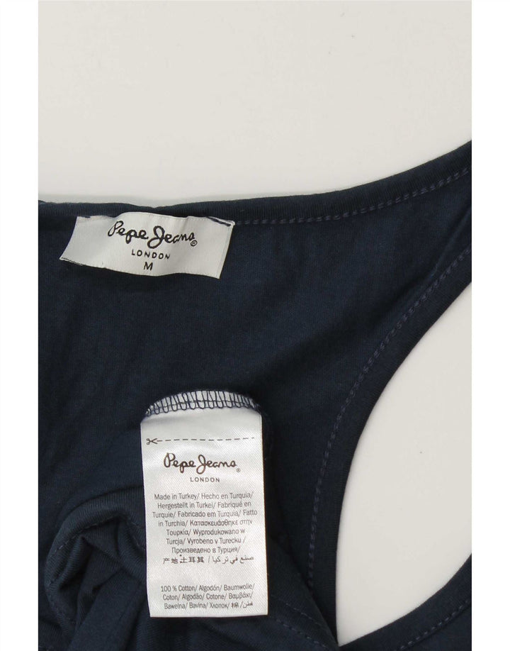 PEPE Jeans Mens Graphic Vest Top Medium Navy Blue Cotton
