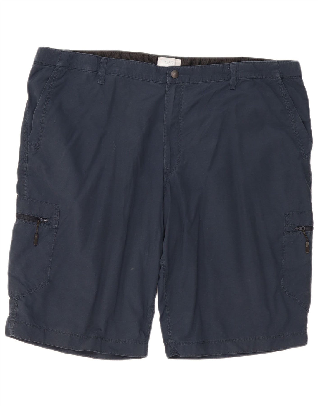 Marks & Spencer Mens Cargo Shorts W44 2XL Navy Blue Cotton
